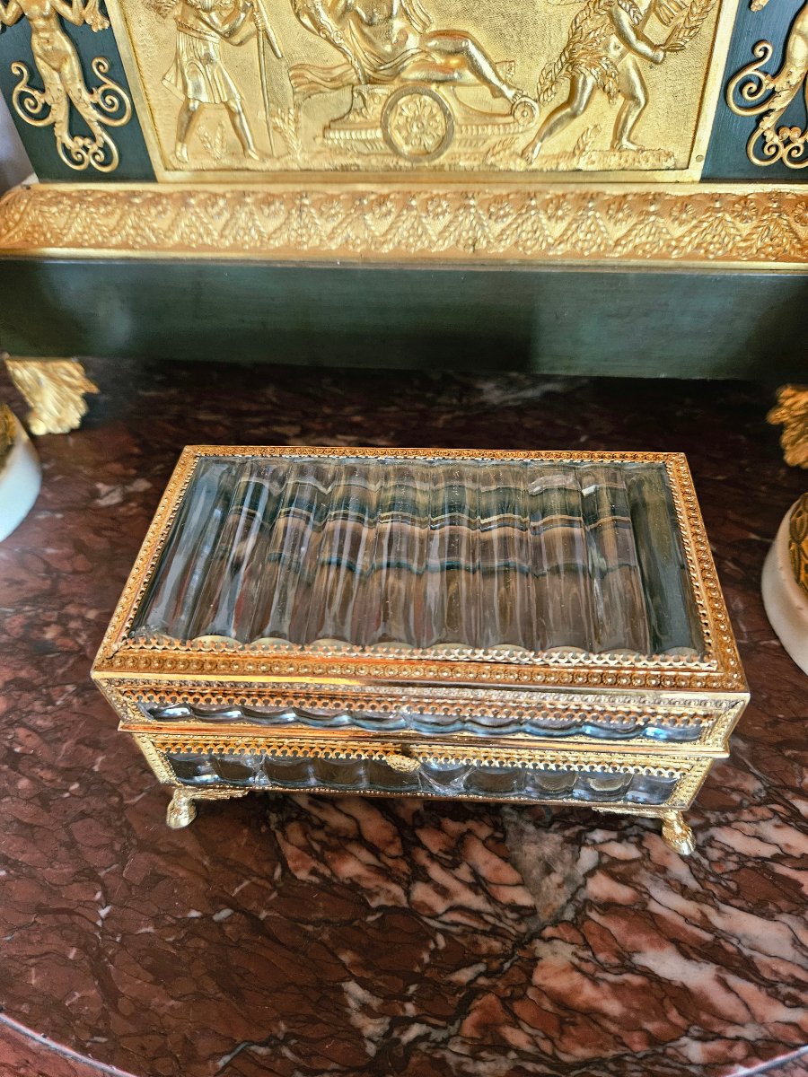 Coffret en cristal du Creusot et laiton doré d'époque Charles X-photo-4