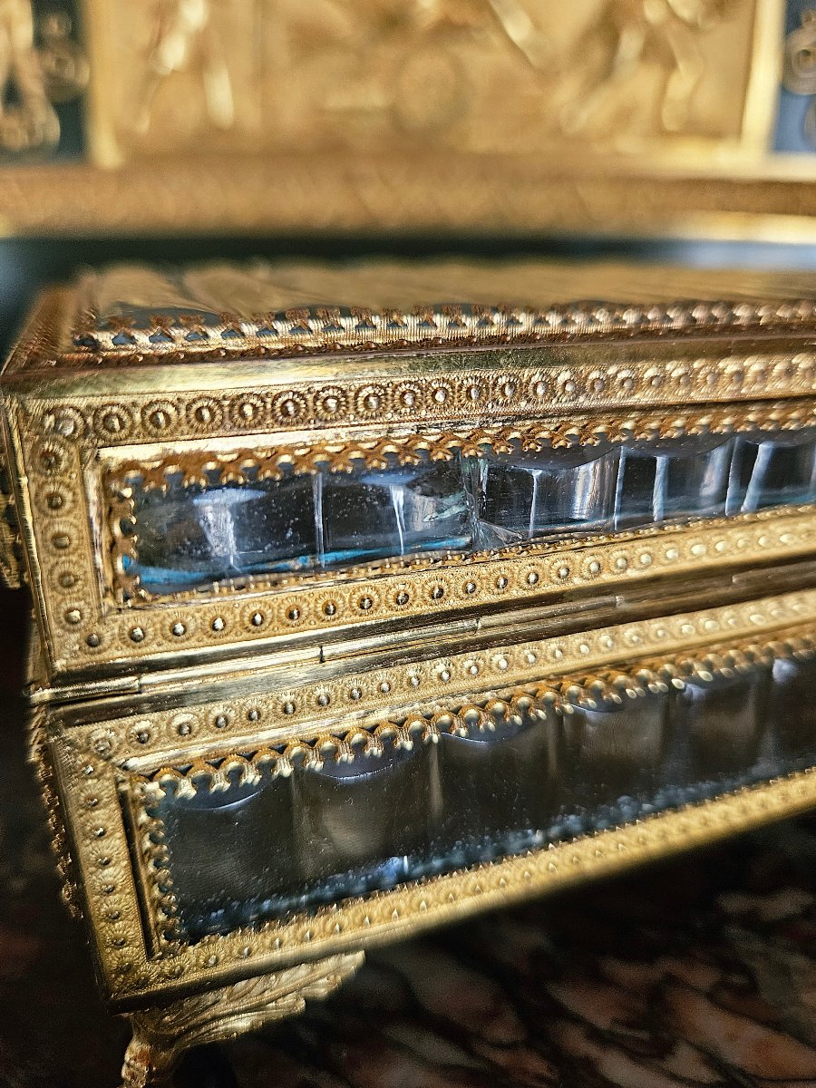 Coffret en cristal du Creusot et laiton doré d'époque Charles X-photo-3