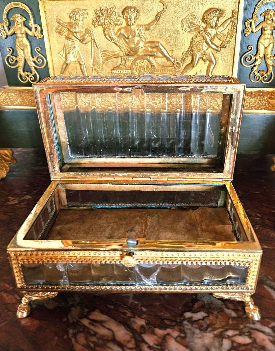 Coffret en cristal du Creusot et laiton doré d'époque Charles X-photo-4