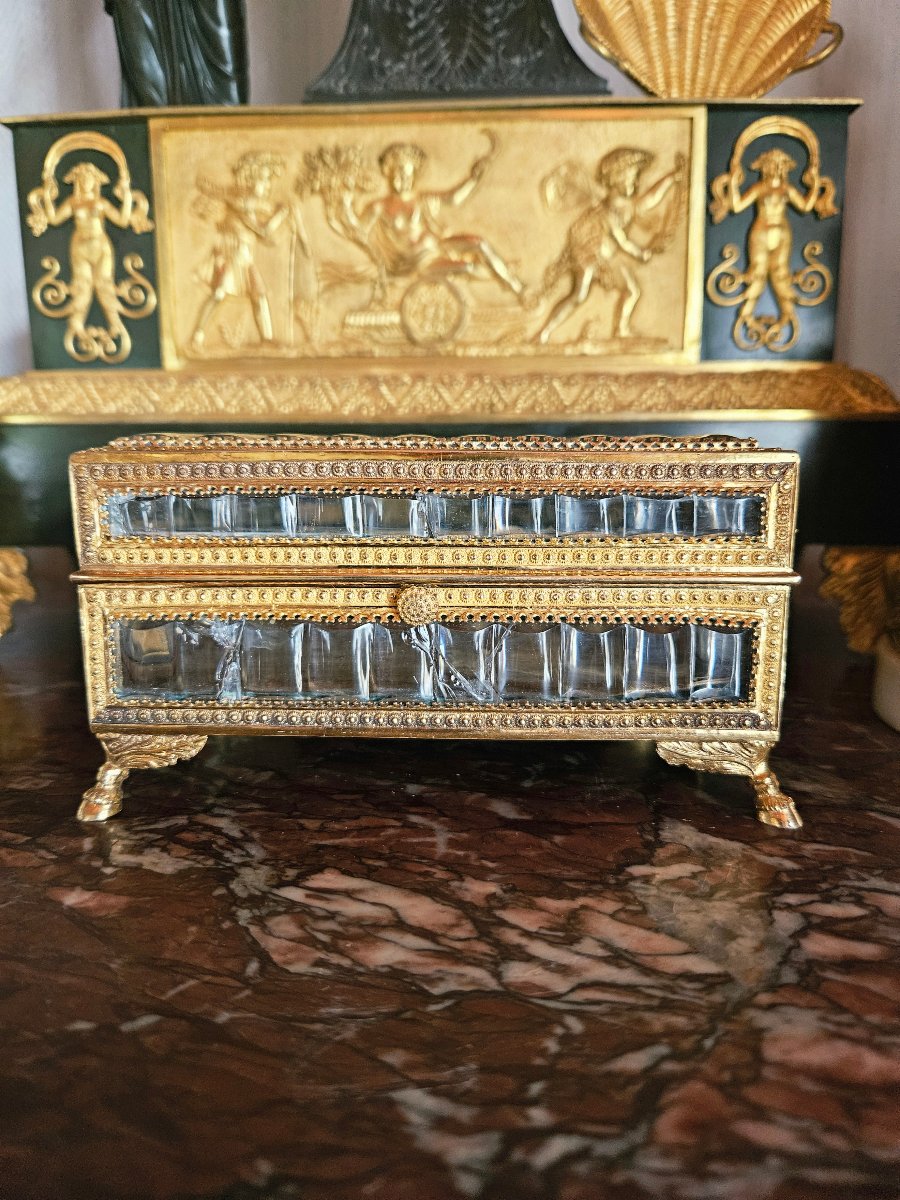 Coffret en cristal du Creusot et laiton doré d'époque Charles X-photo-5