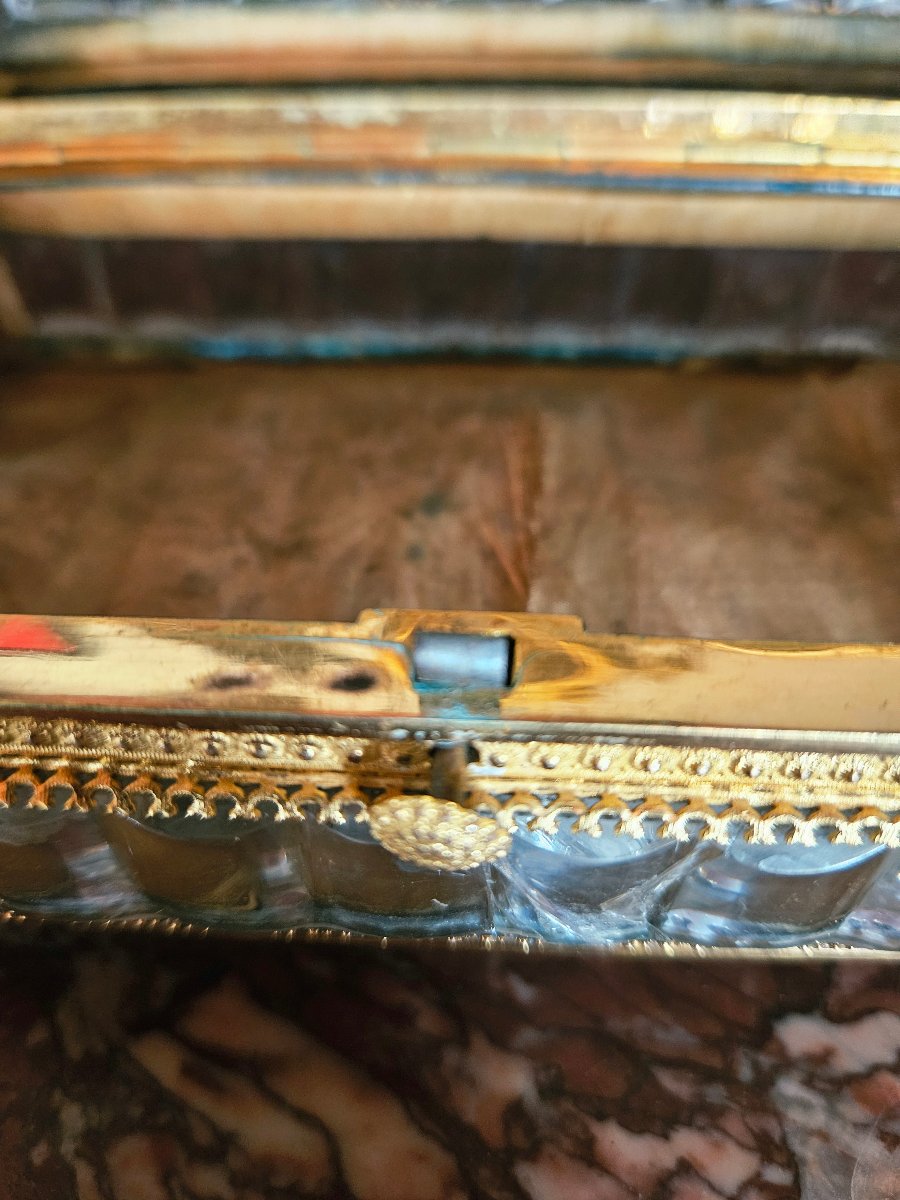 Coffret en cristal du Creusot et laiton doré d'époque Charles X-photo-7