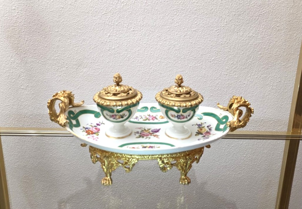 Porcelain And Gilded Bronze Inkwell-photo-3