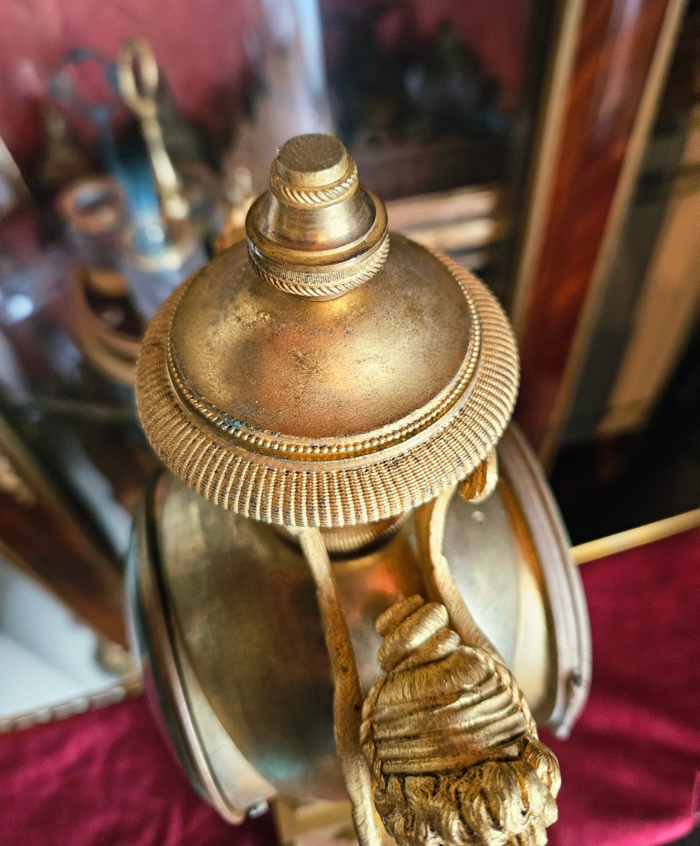 Claude Galle: Gilded Bronze Urn-shaped Clock With Busts Of Winged Mermaids, Empire Period-photo-1
