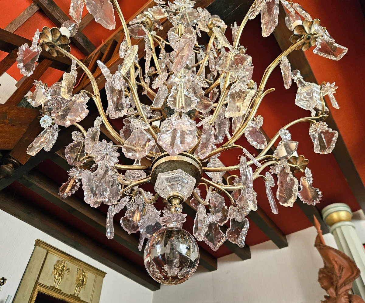 Important Lustre 12 bras de lumières bronze et cristal XVIIIe siècle-photo-4