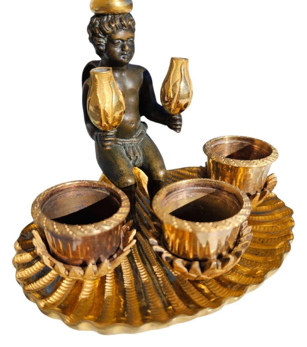 Écritoire en bronze doré et patiné époque Empire-photo-2