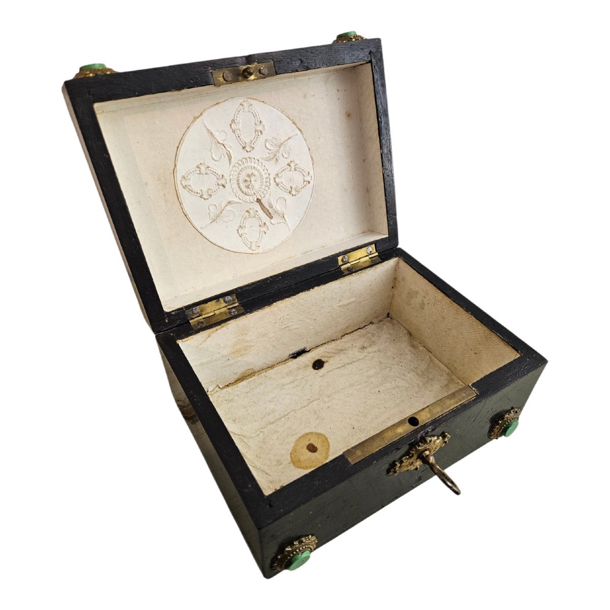 Ebony Box With Malachite-style Cabochons-photo-2