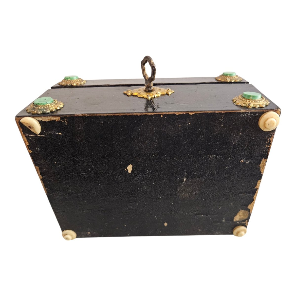 Ebony Box With Malachite-style Cabochons-photo-3