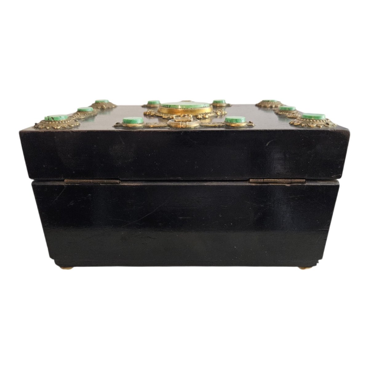 Ebony Box With Malachite-style Cabochons-photo-5
