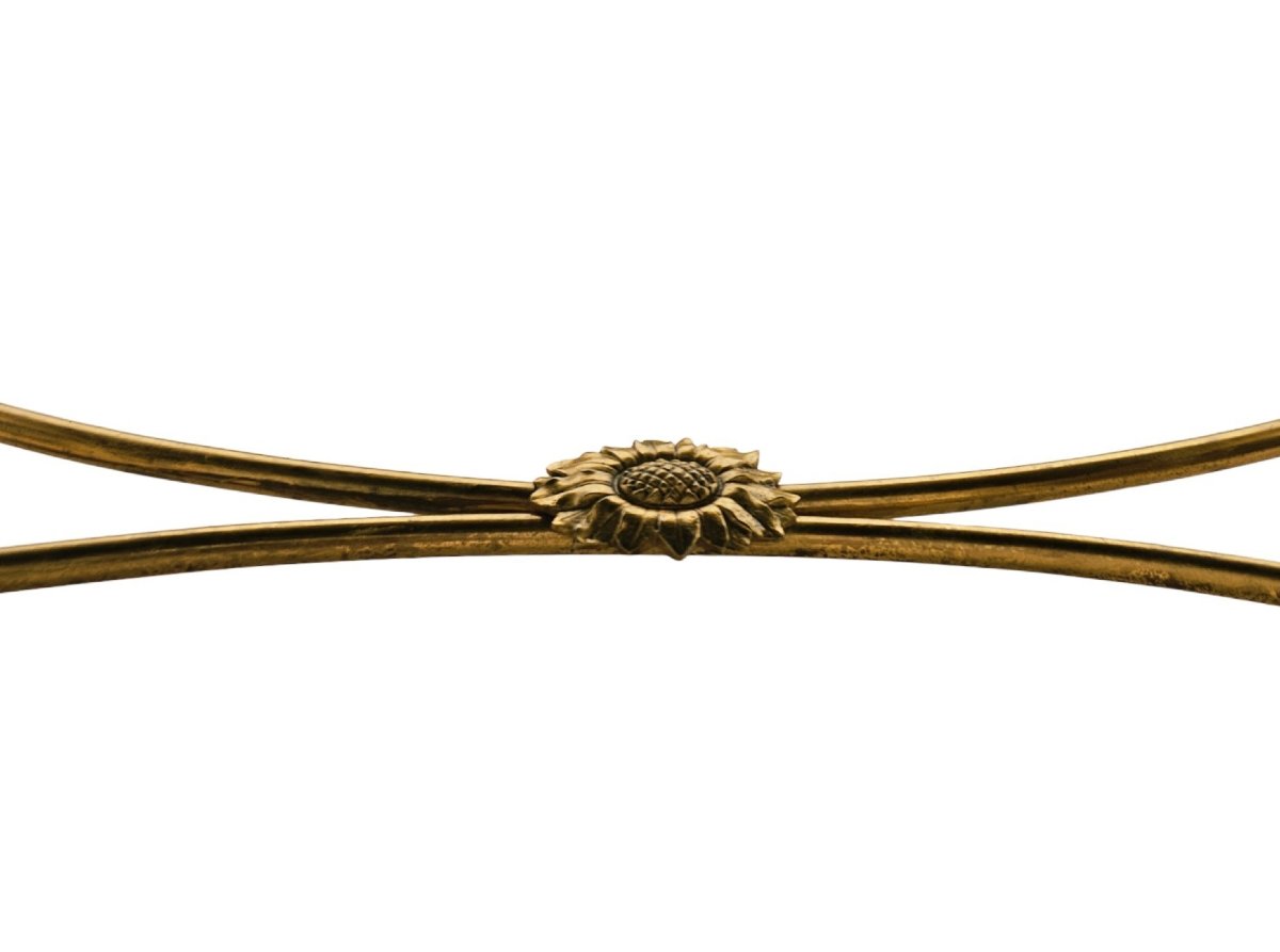 "atlantean" Coffee Table In Gilded Bronze And Gold-leafed Glass-photo-3