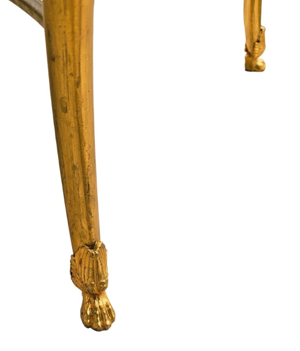 "atlantean" Coffee Table In Gilded Bronze And Gold-leafed Glass-photo-1