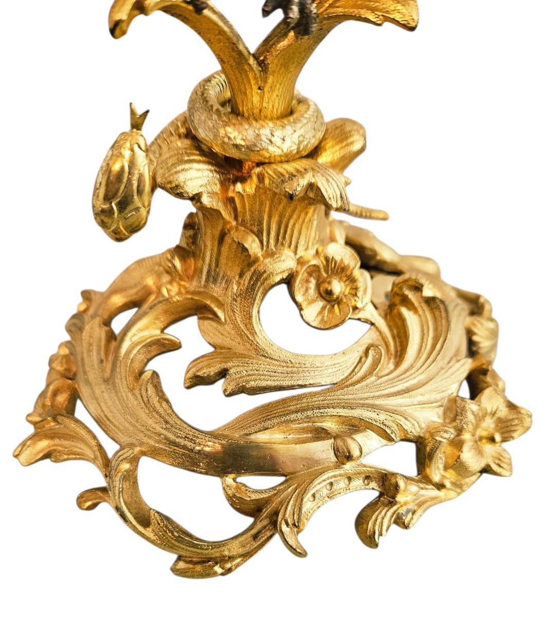 Gilded Bronze Candlesticks, With Eagle And Serpent Motifs, Napoleon III Style-photo-3