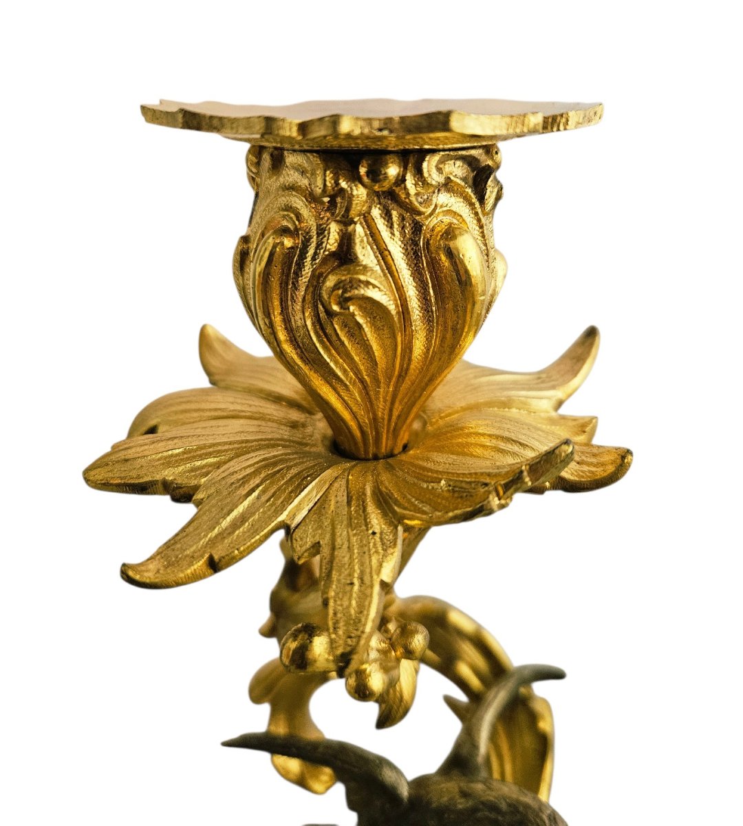 Gilded Bronze Candlesticks, With Eagle And Serpent Motifs, Napoleon III Style-photo-4