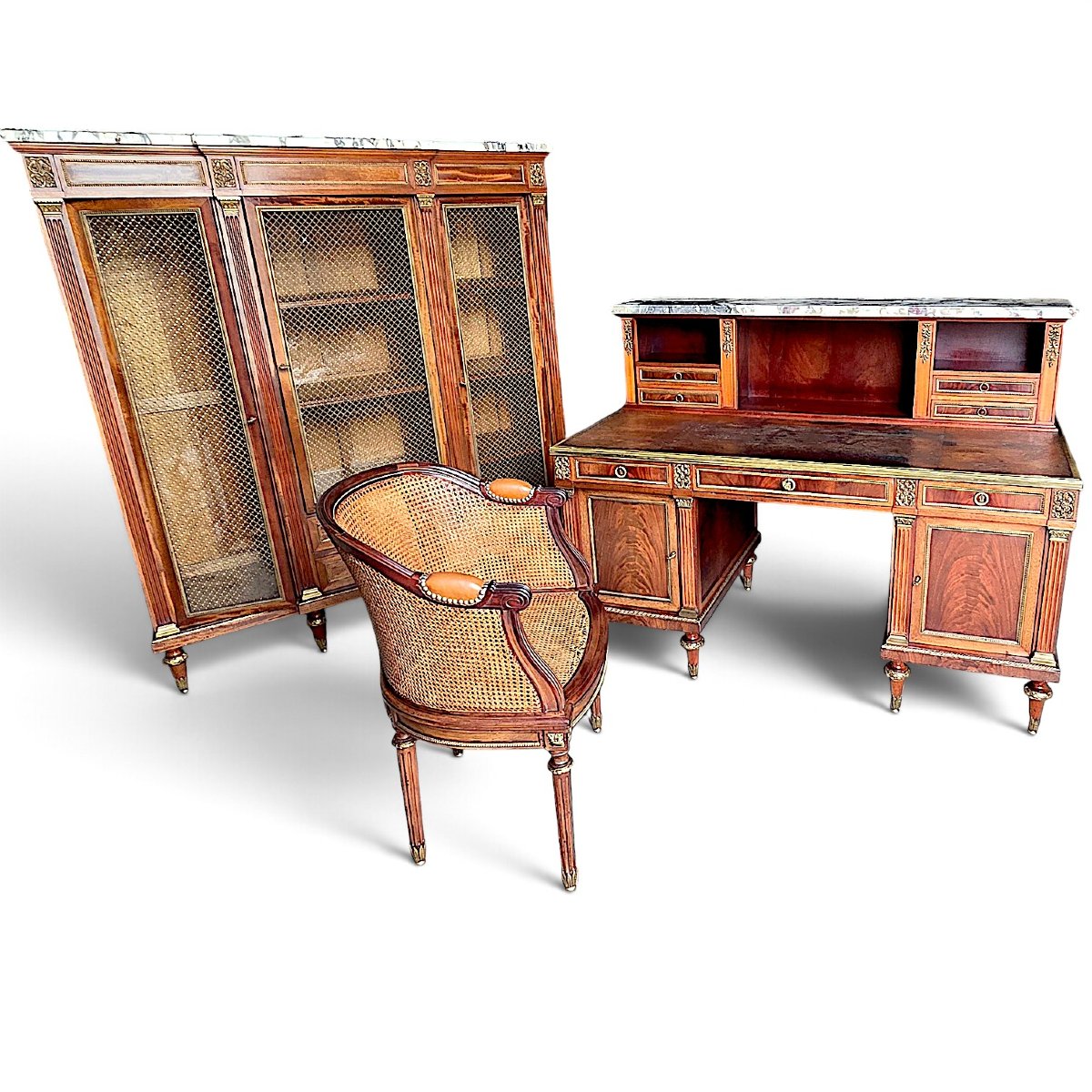 Bureau et son fauteuil style Louis XVI-photo-3