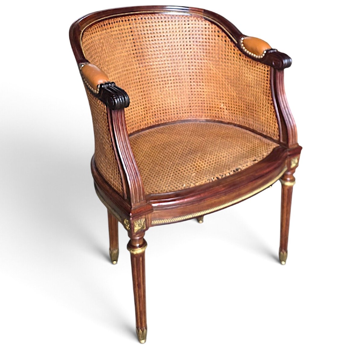 Louis XVI-style Desk Set With Pilasters And Gilded Bronze-photo-4