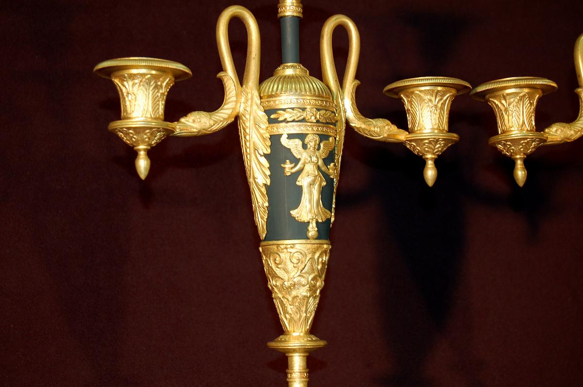 Candelabra Empire Gilt Bronze And Chiseled-photo-2