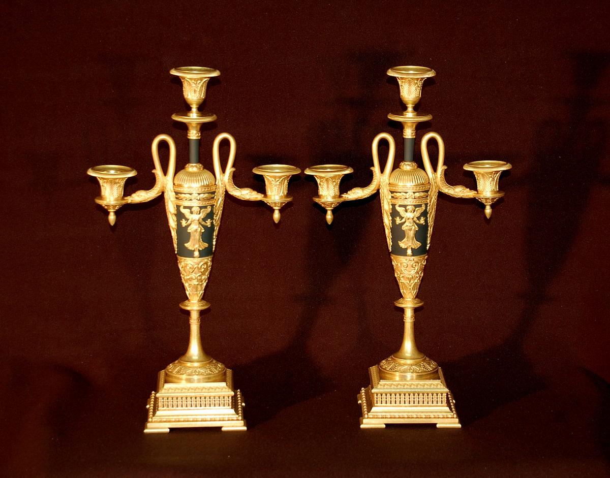 Candelabra Empire Gilt Bronze And Chiseled-photo-5