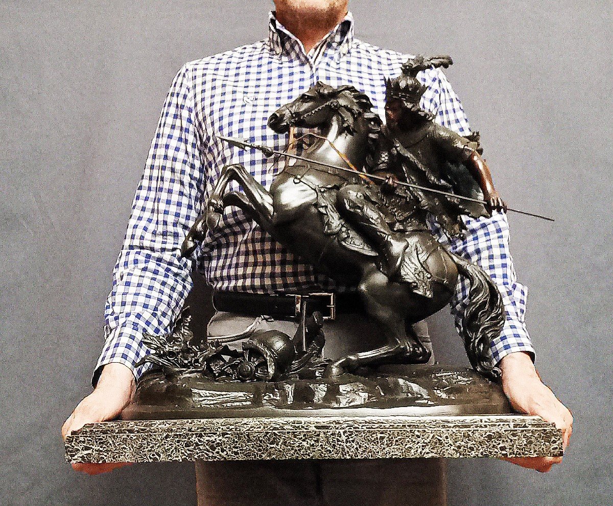 Guerrier à Cheval Importante Sculpture dlg de Théodore Gechter-photo-2