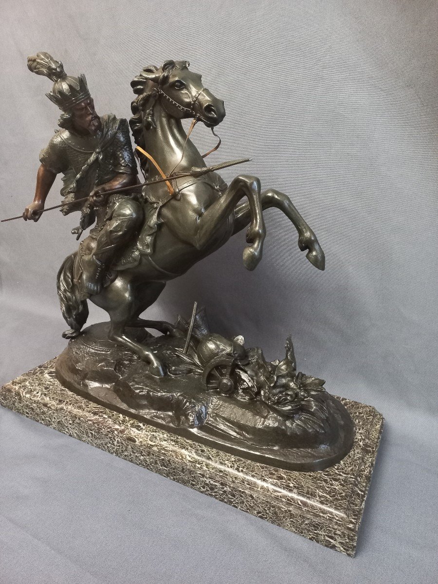 Guerrier à Cheval Importante Sculpture dlg de Théodore Gechter-photo-5