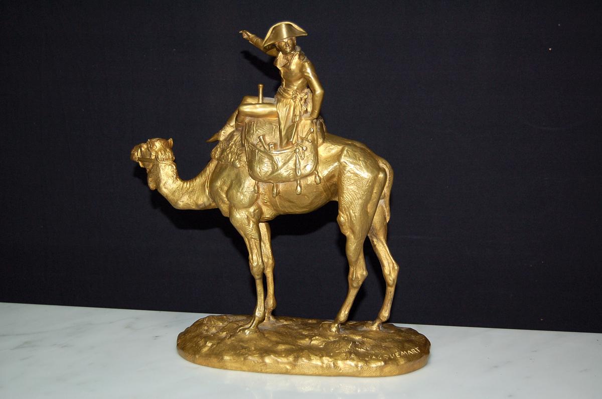 A Jacquemart (napoleon) In Egypt Gilt Bronze Barbedienne-photo-4