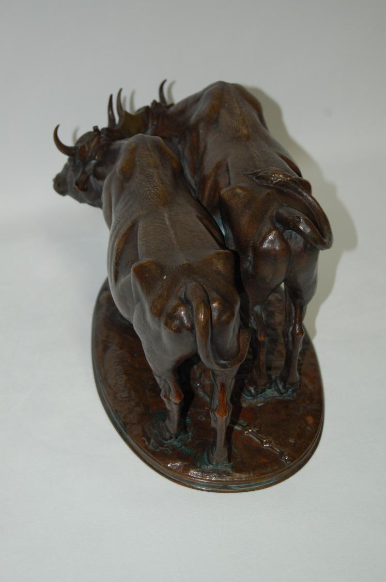 Alfred Jacquemart Attelage De Boeufs Bronze-photo-2