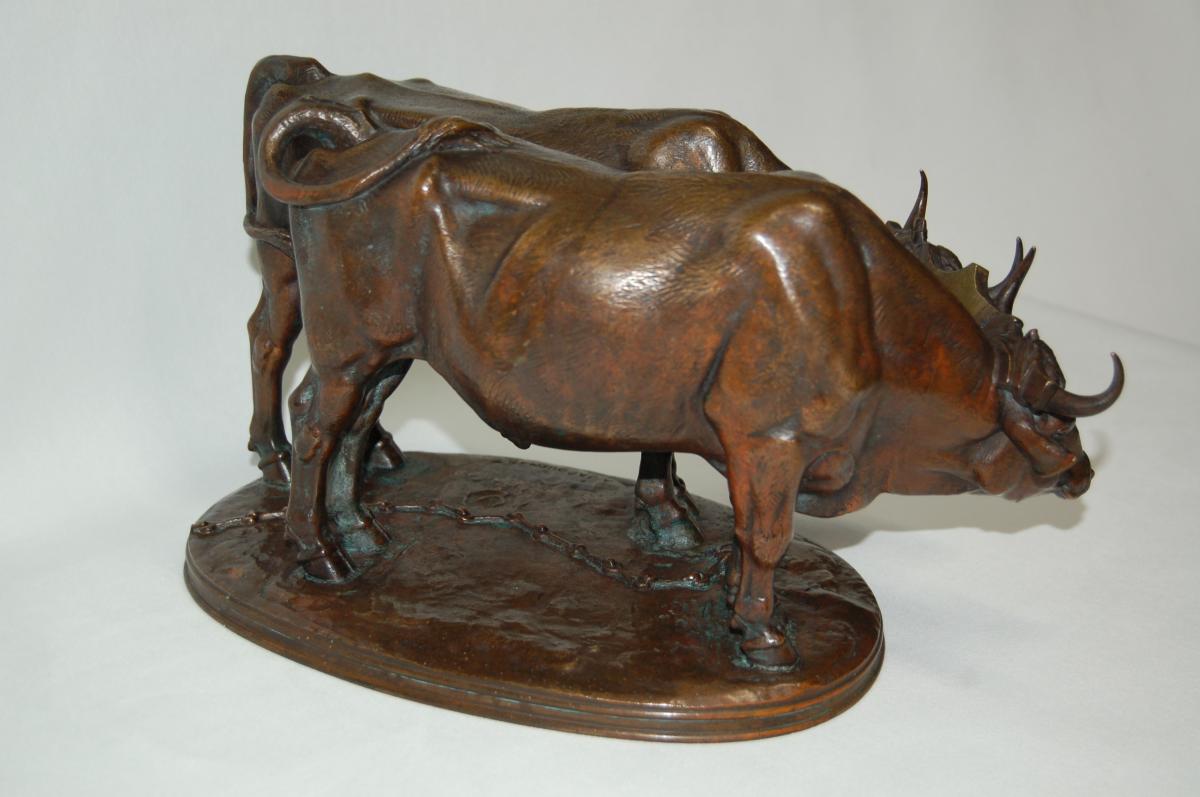 Alfred Jacquemart Attelage De Boeufs Bronze-photo-4