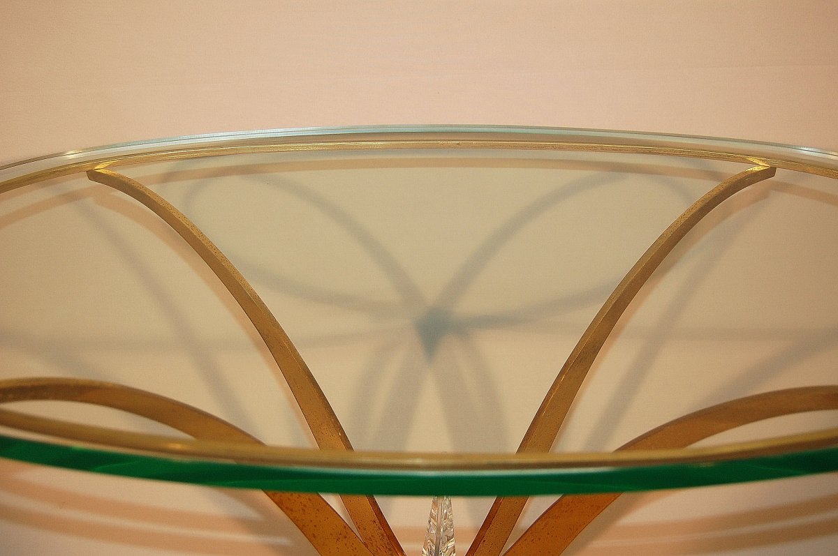 Baguès Table Basse Bout De Canapé En Bronze Doré Et Cristal De Baccarat-photo-7
