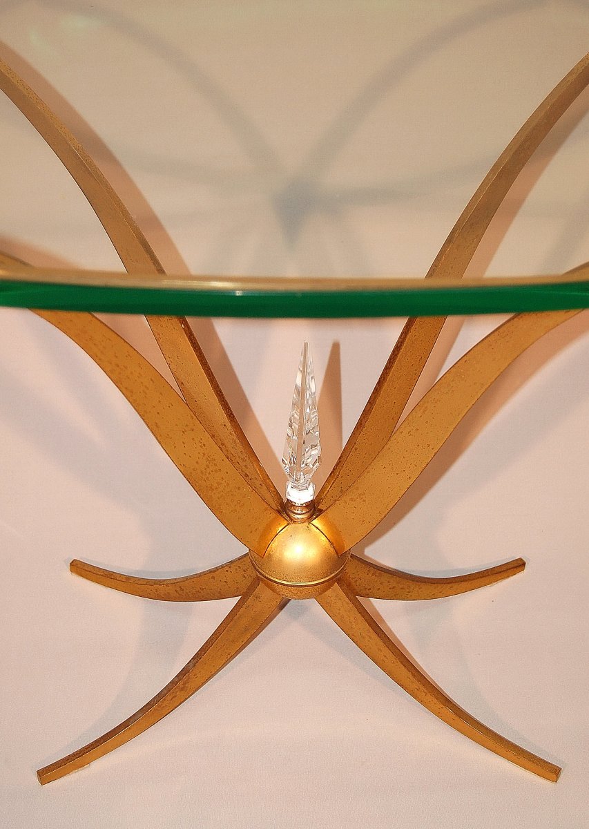 Baguès Table Basse Bout De Canapé En Bronze Doré Et Cristal De Baccarat-photo-8