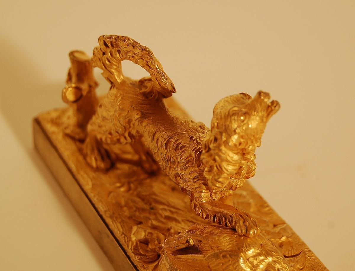 Hunting Dog Gilt Bronze At The Restoration Period-photo-2