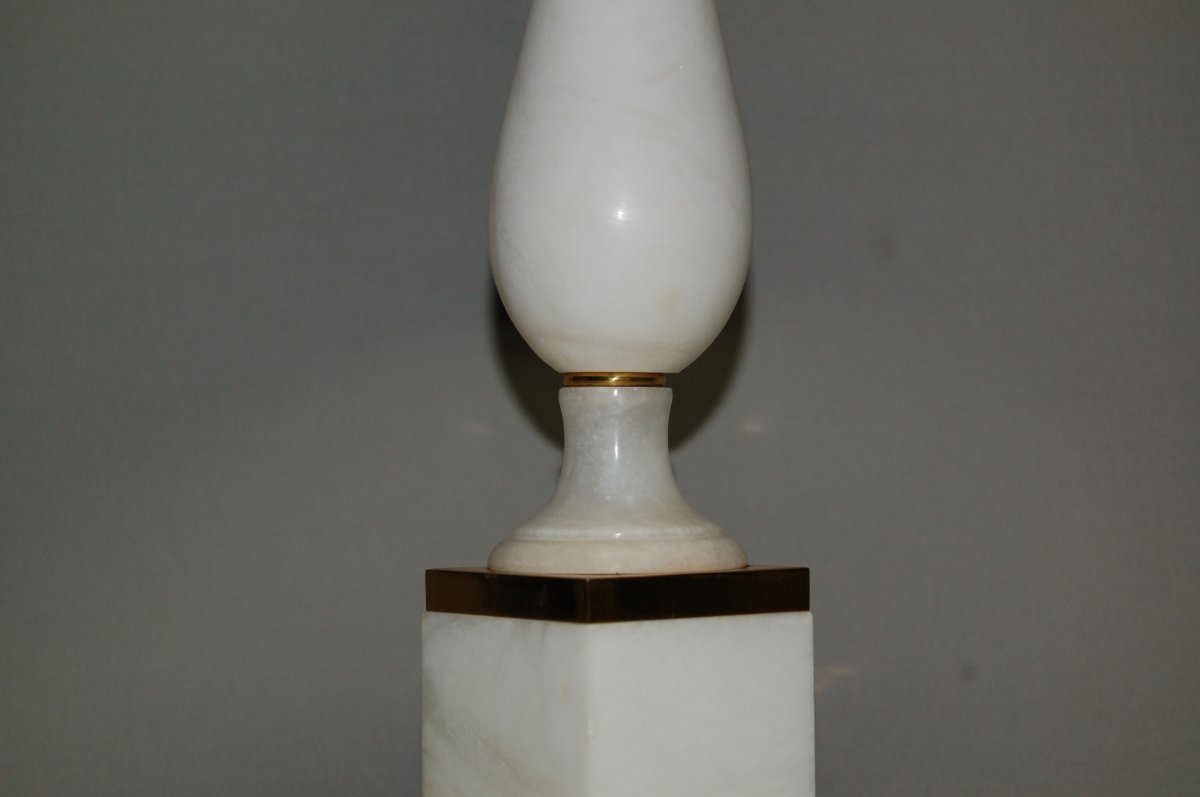 Lampe Néoclassique  En Marbre de Carrare Et Bronze Doré-photo-4