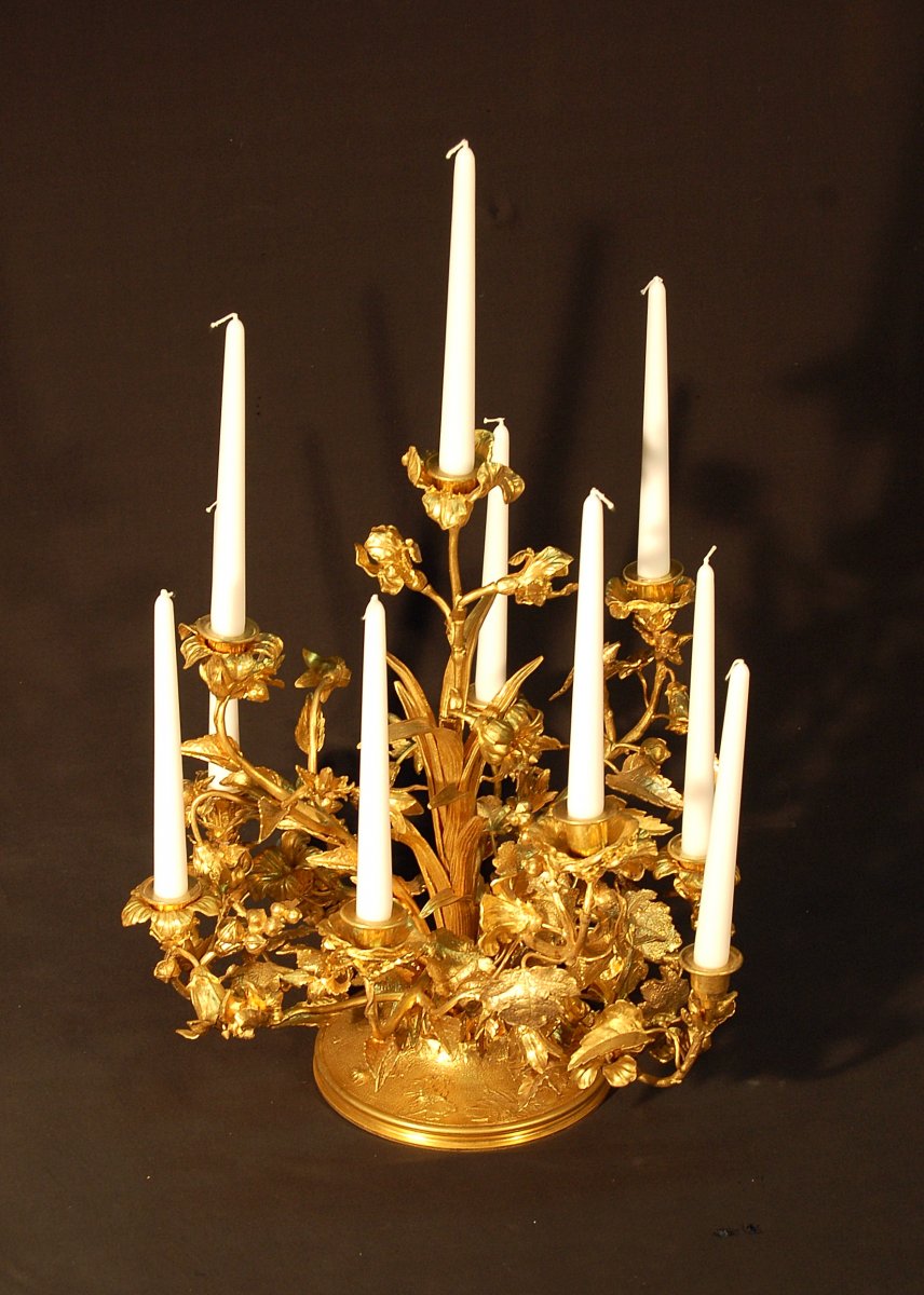 Important Table Center In Gilt Bronze And Chiseled Nineteenth Century-photo-5