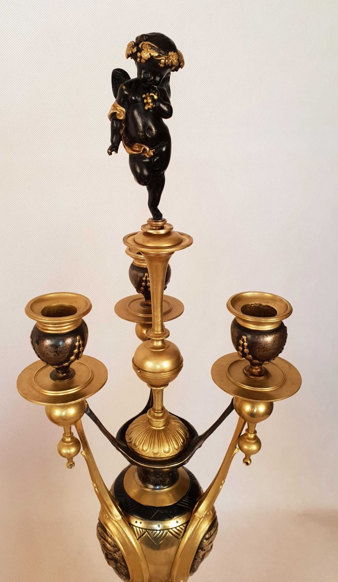 Henri Picard (1840-1890), Importante Pendule Et Cand&eacute;labres De Style N&eacute;o-&eacute;trusque-photo-3