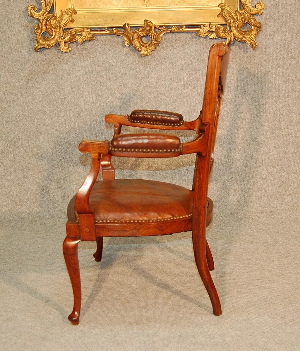 English Rosewood Armchair Inlaid With Brass XIX-photo-4