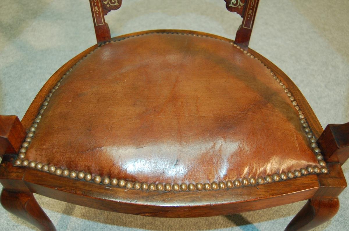 English Rosewood Armchair Inlaid With Brass XIX-photo-6