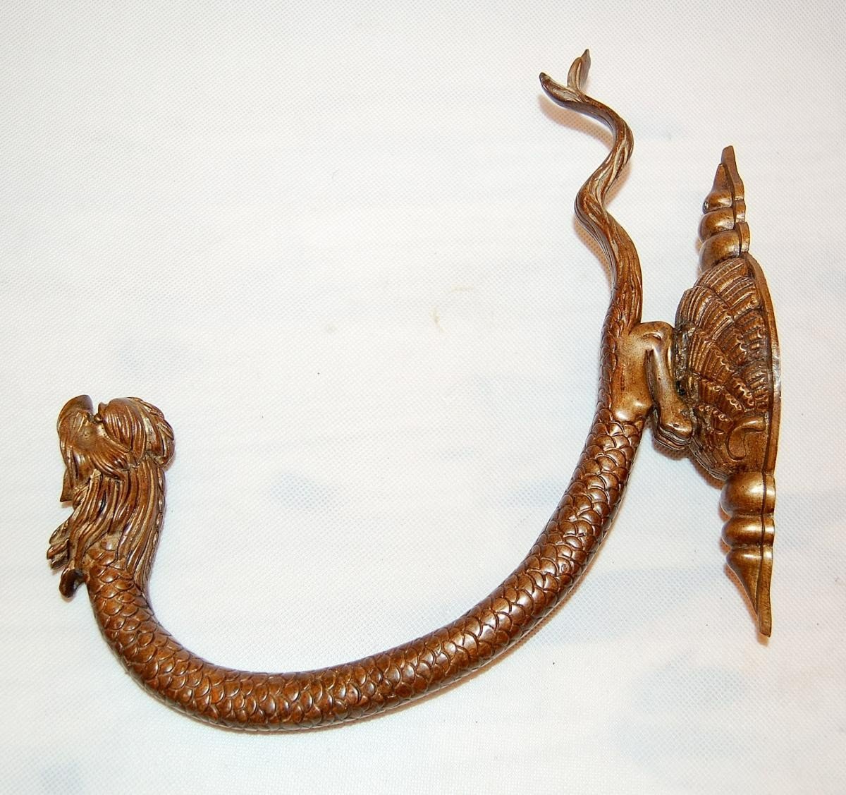 Patères Porte-embrasses, Bronze XIXè, Décor De Serpent De Mer-photo-4