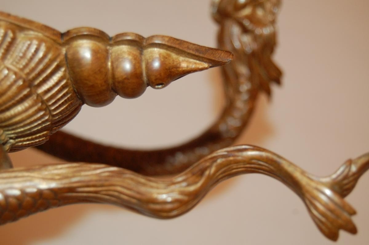 Patères Porte-embrasses, Bronze XIXè, Décor De Serpent De Mer-photo-1