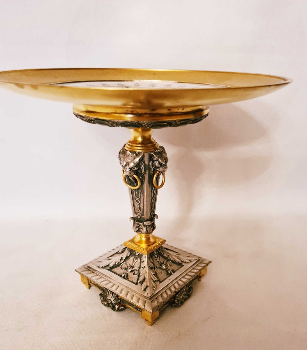  Oudry éditeur Et Faraoni Sculpteur 1869 Tazza coupe bronze doré et argenté-photo-1