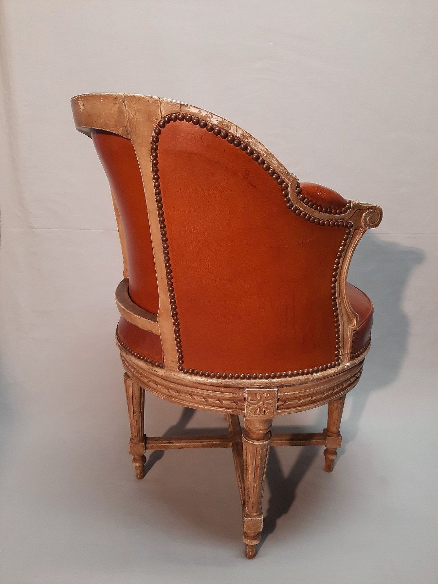 Leather Cabinet Chair Round Seat With Rolling-photo-3