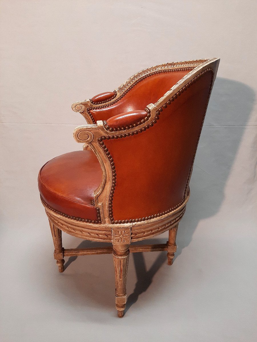 Leather Cabinet Chair Round Seat With Rolling-photo-4
