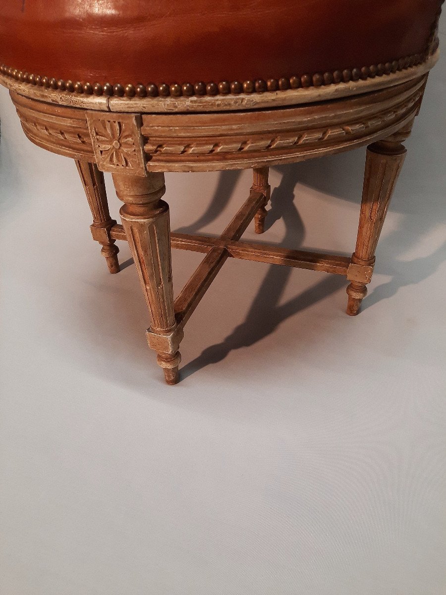 Leather Cabinet Chair Round Seat With Rolling-photo-6