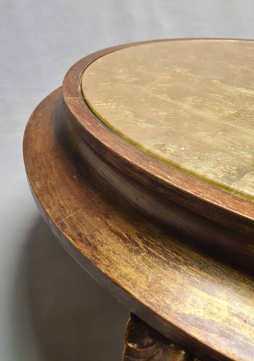 Maison Jansen Patinated Coffee Table With Gold Leaf-photo-3