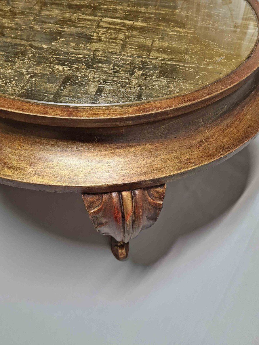 Maison Jansen Patinated Coffee Table With Gold Leaf-photo-6