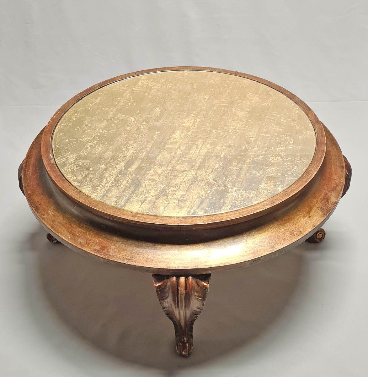 Maison Jansen Patinated Coffee Table With Gold Leaf-photo-7