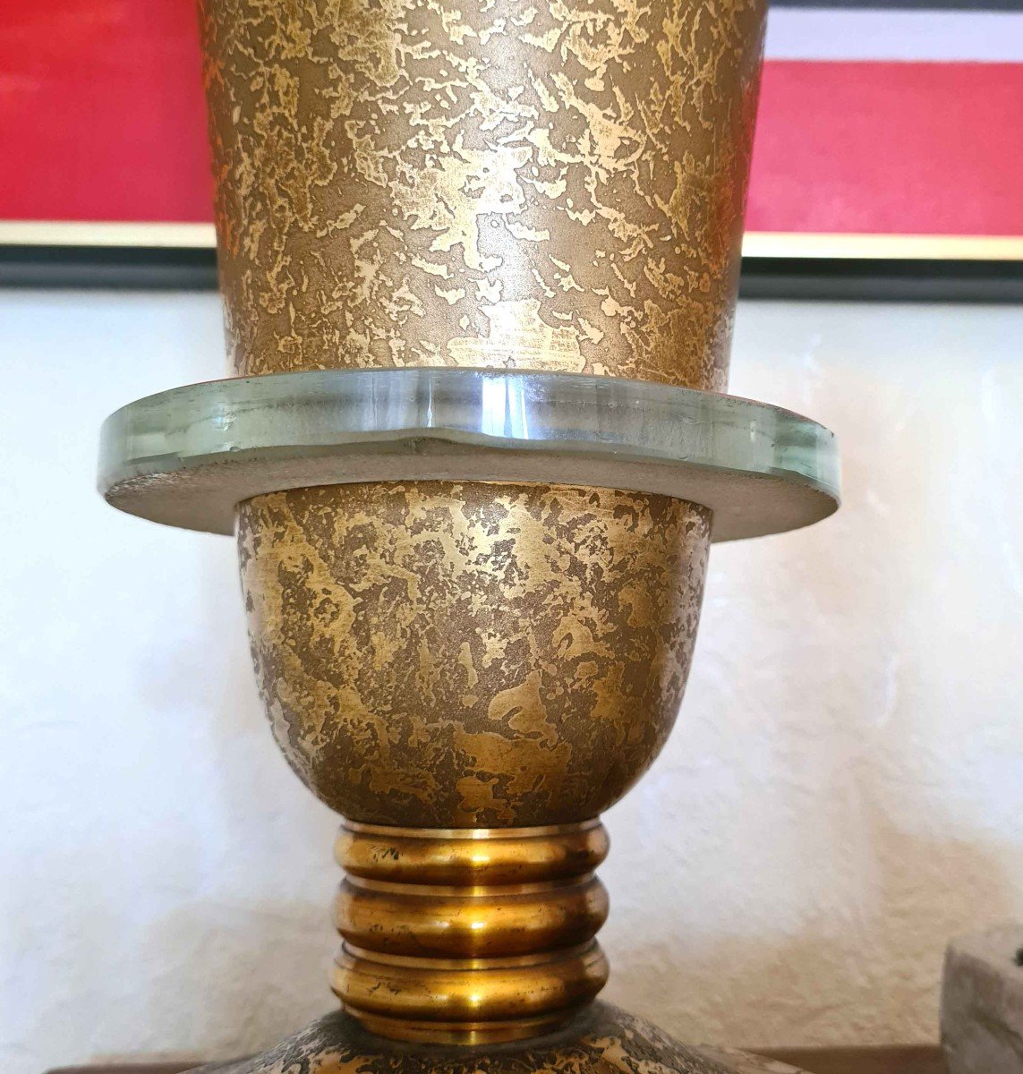 Very Large Art Deco Lamp Attributed To Genet Et Michon-photo-3