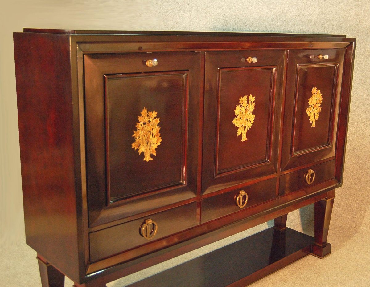 René Drouet (1899-1993) Important Art Deco Lacquer Cabinet-photo-2