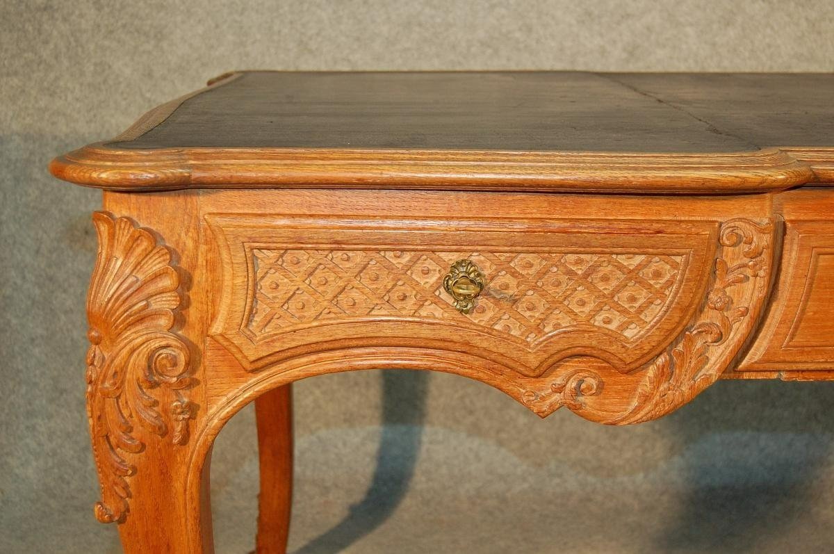 Large Regency Flat Desk In Carved Oak-photo-2