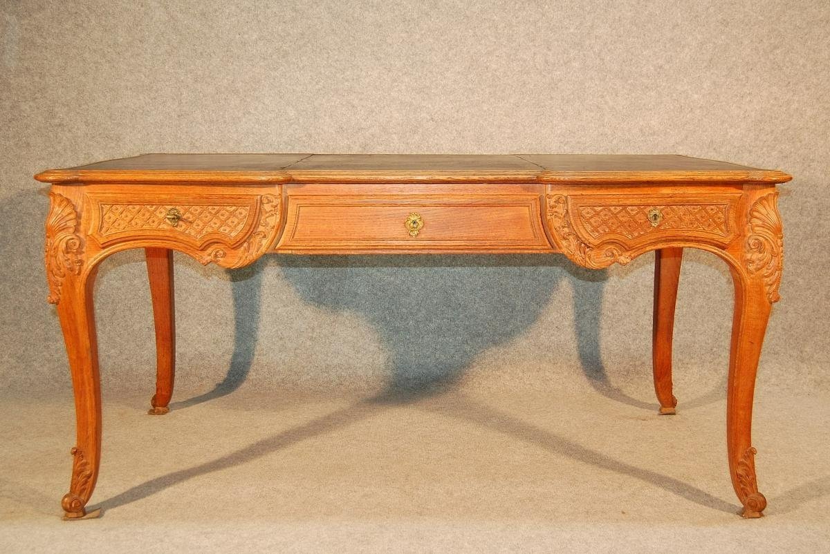 Large Regency Flat Desk In Carved Oak-photo-4