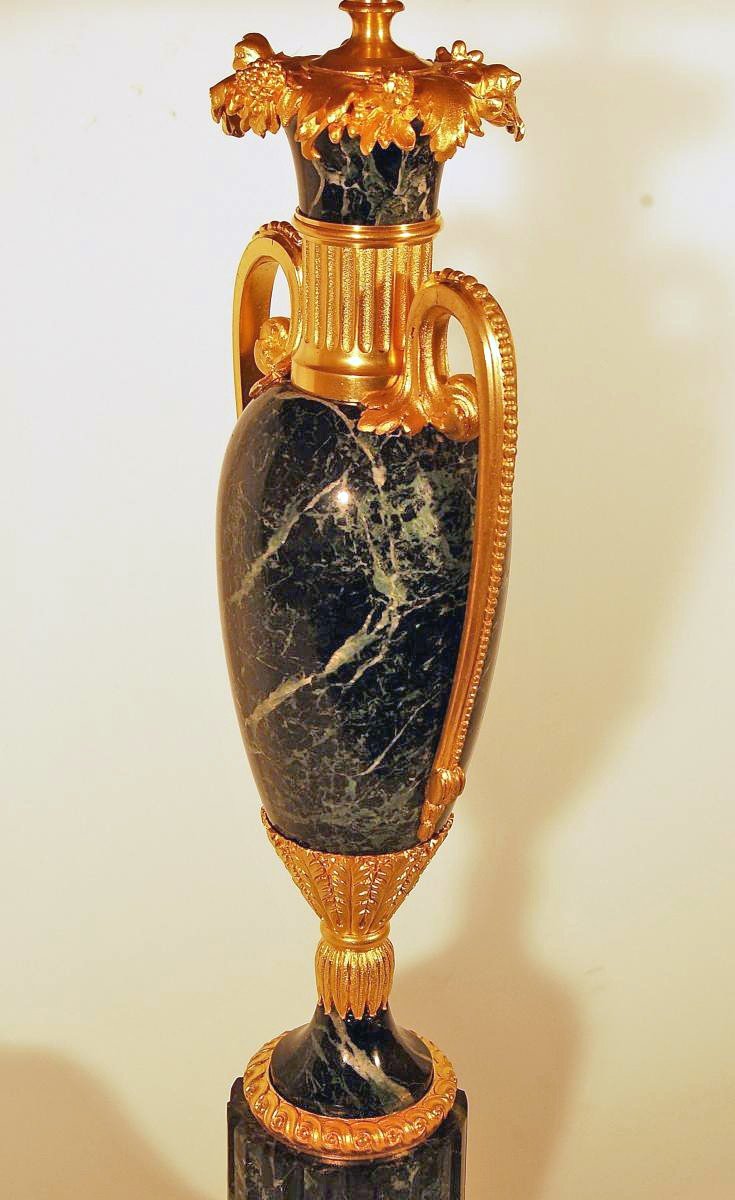 Maison Jansen Important Marble And Gilt Bronze Lamp Ht 98 Cm-photo-4