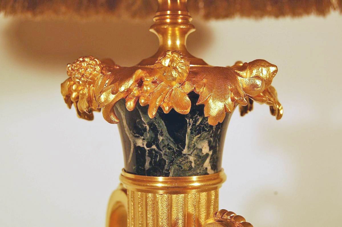 Maison Jansen Important Marble And Gilt Bronze Lamp Ht 98 Cm-photo-6