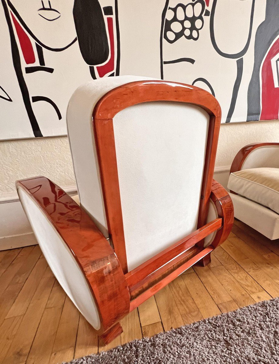 Pair Of Large Art Deco Convertible Armchairs In Mahogany-photo-2