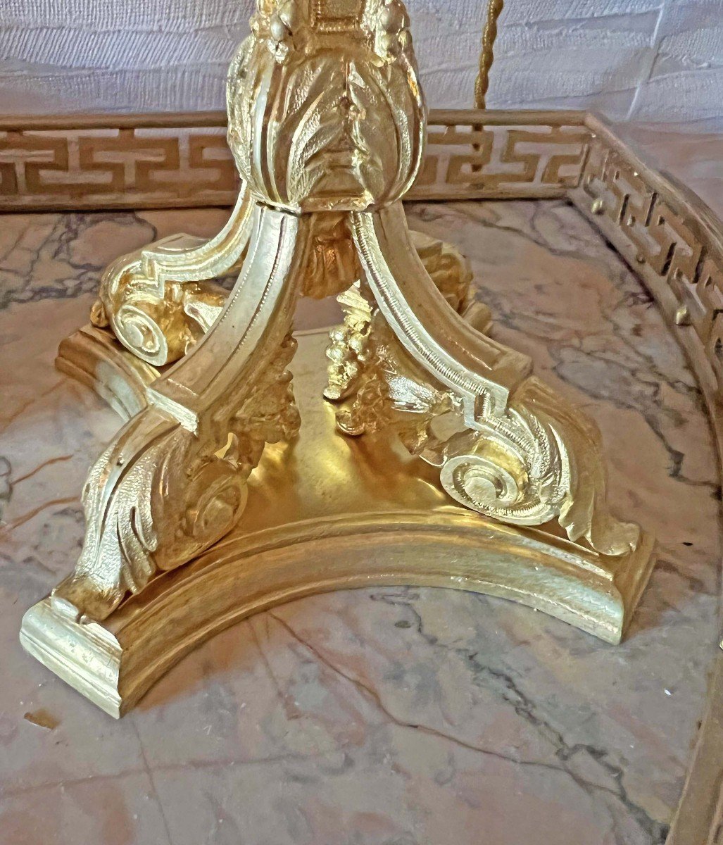 Auguste Delafontaine (1813-1892) Gilt Bronze Lamp-photo-4
